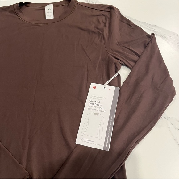 NWT Lululemon Wundermost Ultra-Soft Nulu Crewneck Long-Sleeve Shirt - Espresso - Picture 6 of 8